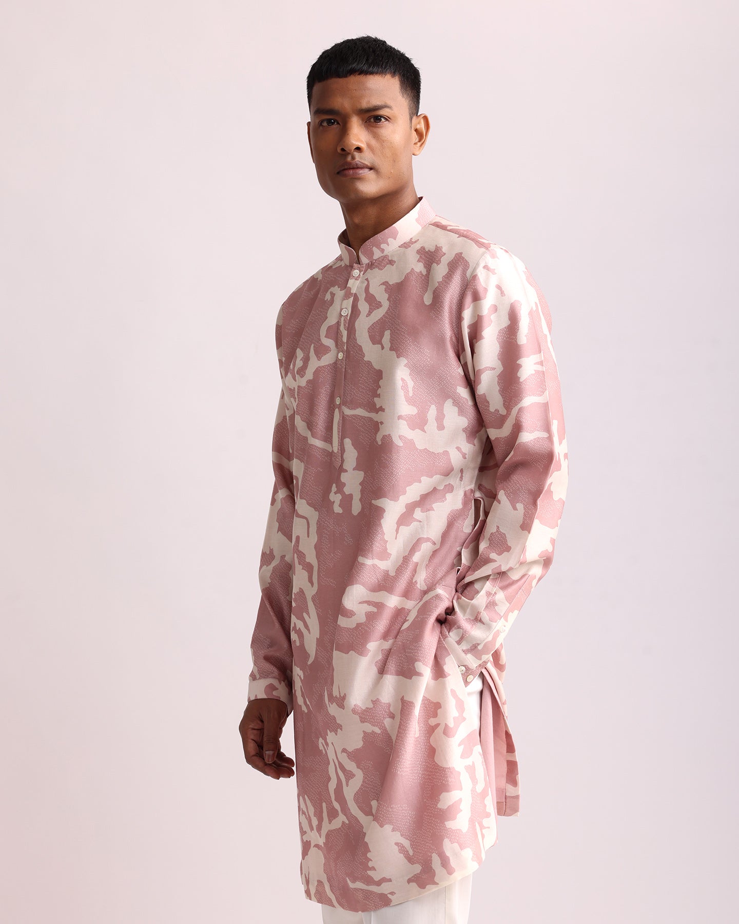 COUNTRYMADE Kurtas Camouflage Shadow Print Kurta kurta rose soie Chanderi