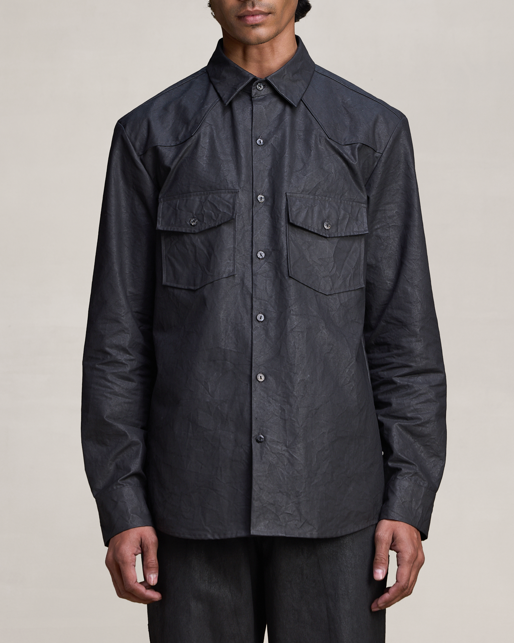 COUNTRYMADE Shirts CRINKLE COATED SHIRT chemise coton enduit froissée
