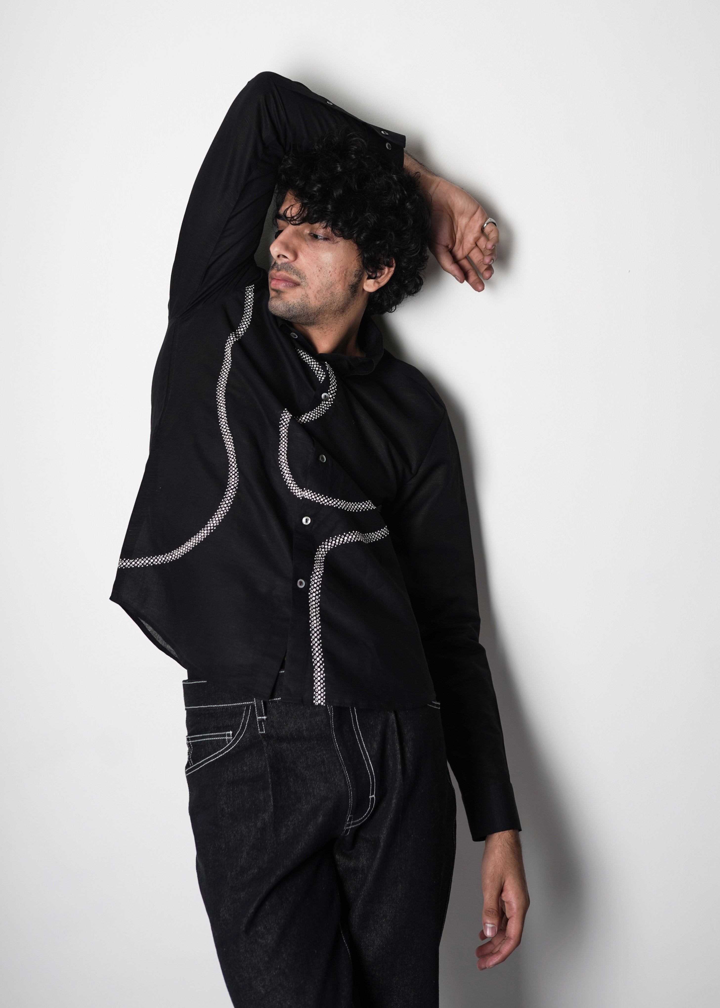 COUNTRYMADE Shirts Coil Hand Embroidered Shirt en lin noir