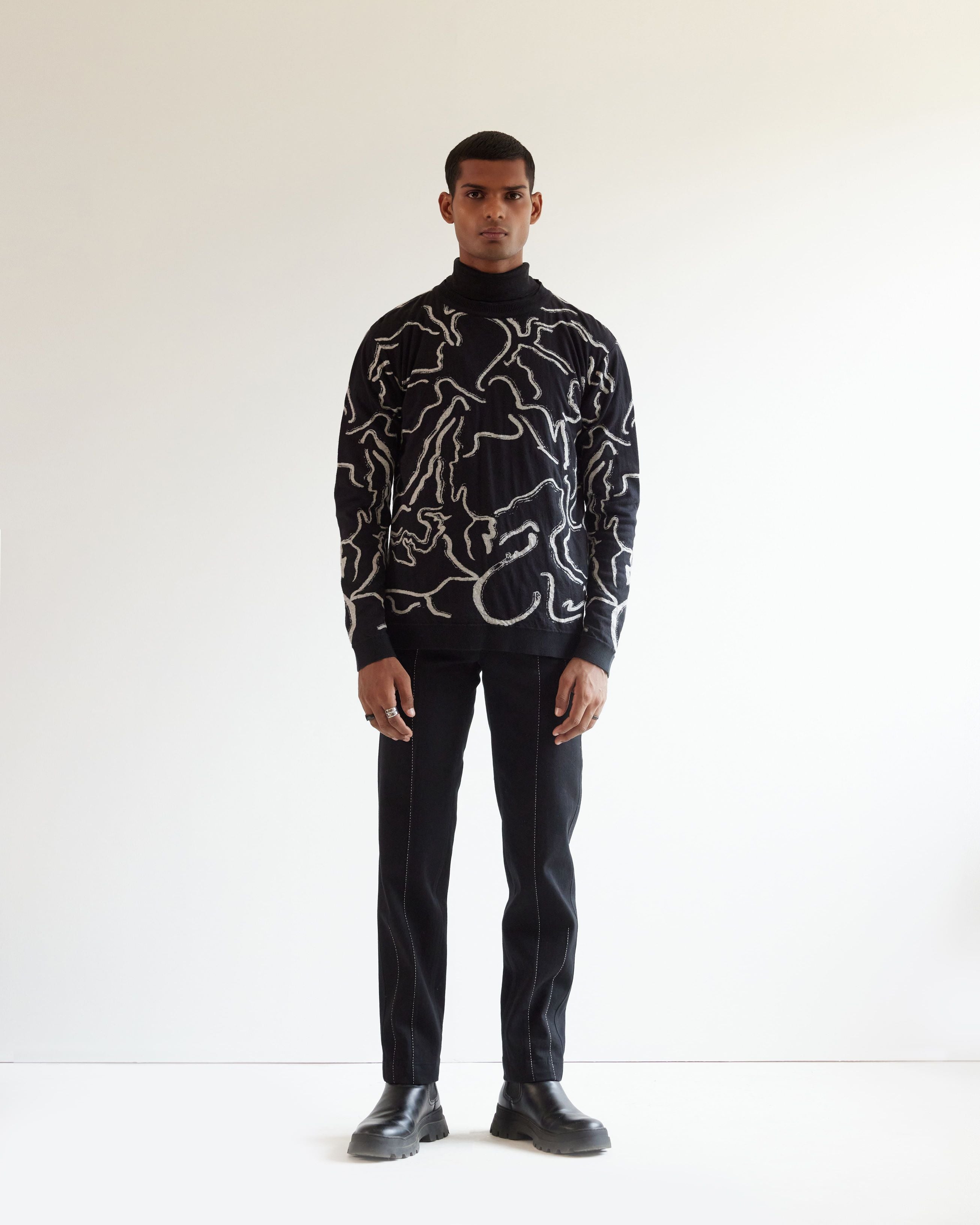 COUNTRYMADE Accessories Desert Wave Jacquard Sweater pull noir taille M coton