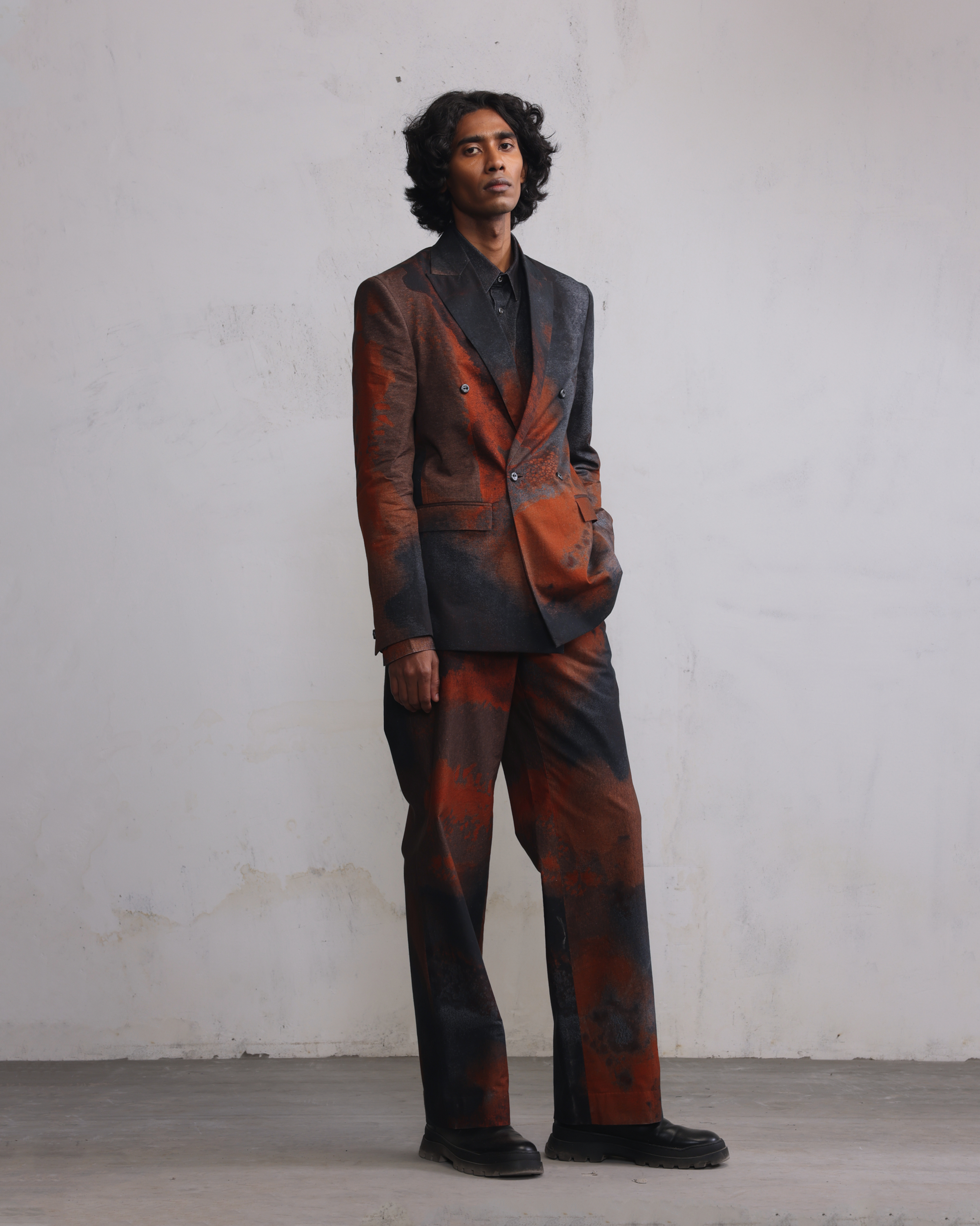 COUNTRYMADE Jackets Rust Printed Double Breasted Blazer blazer rouille imprimé