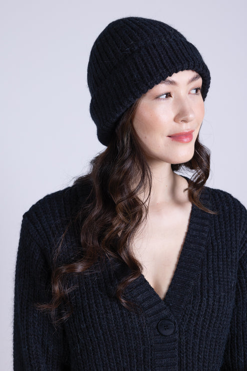 Sourire Multicolore Bonnets bonnet noir coton bio et alpaga