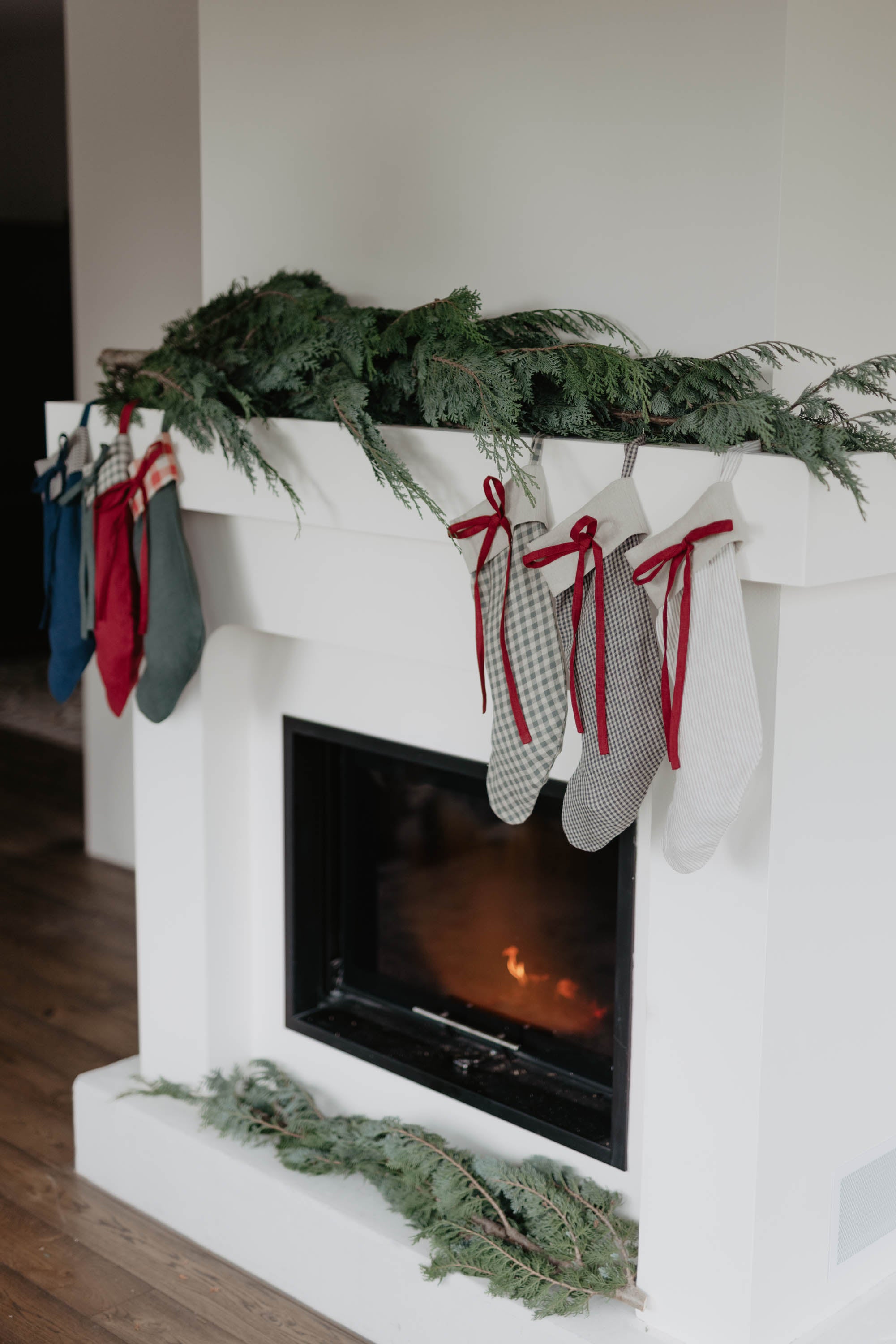 Laumė linen Christmas Linen chaussette de Noël verte, nœud